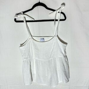Old Navy White Cotton Calla Lily Camisole Tank Top W Tie Straps M NWT